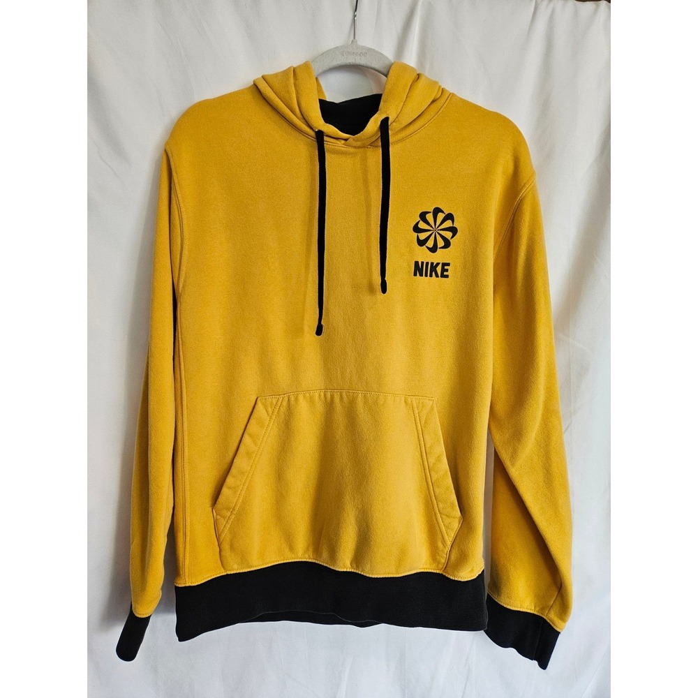Nike Mens Small Yellow Black Pullover Hoodie Sport Shoe Champions Graphic